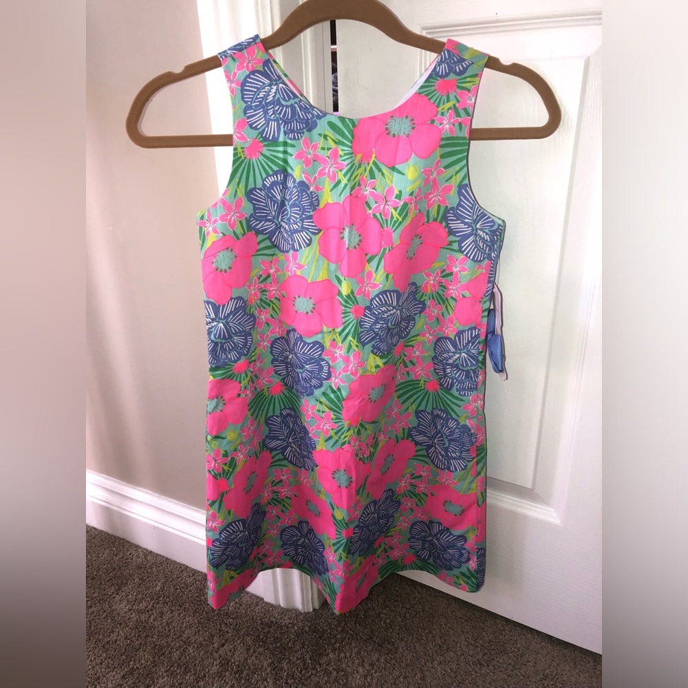 Tommy Bahama Floral Pink and Blue Kids Dress with Bow